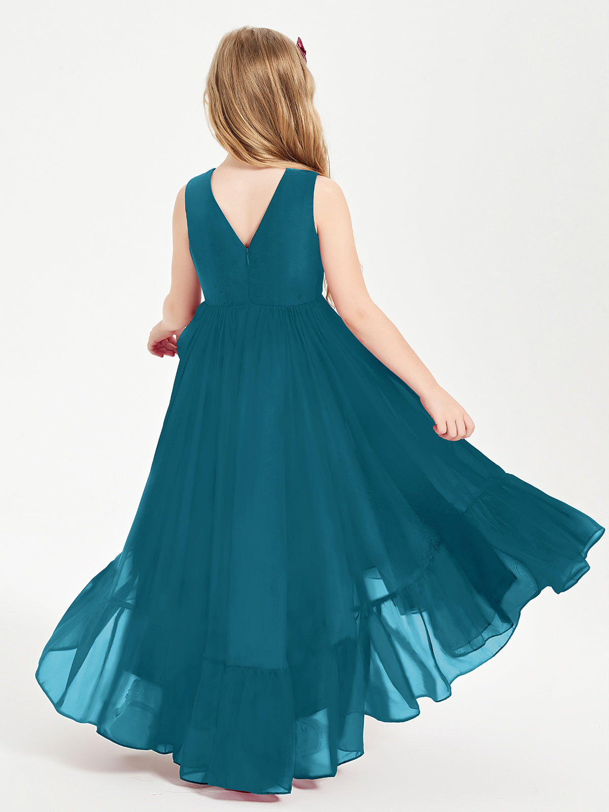 Cascading Skirt Boho Dresses for Junior Bridesmaids Ink Blue